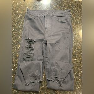 American Eagle skinny distressed black high rise jeggings - size 12